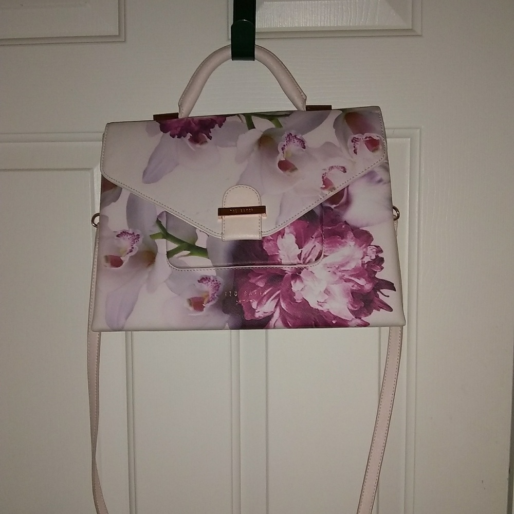 Ted Baker pink floral handbag with shoulder strap
